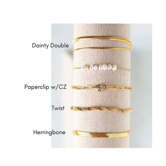 YOU PICK 2! Waterproof Gold chain Bracelets stack tarnish free gold chains CUTE - Picture 5 of 13